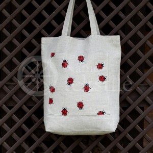 Printed semi-linen shopping bag "Ladybug"